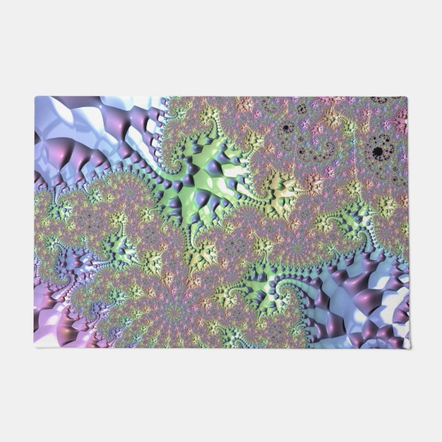 Felpudo Boho Hippie Groovy brillante fractal arcoiris colo (Anverso)