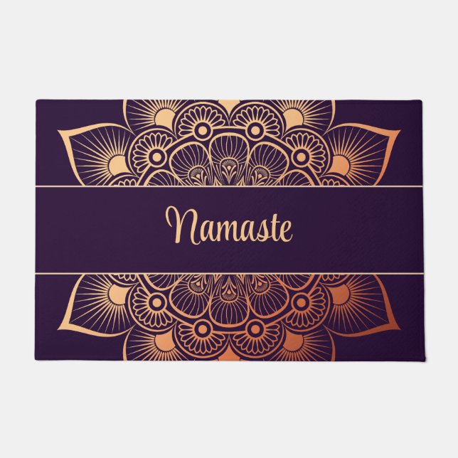 Felpudo Boho morado oscuro y morado Personalizado de Manda (Anverso)