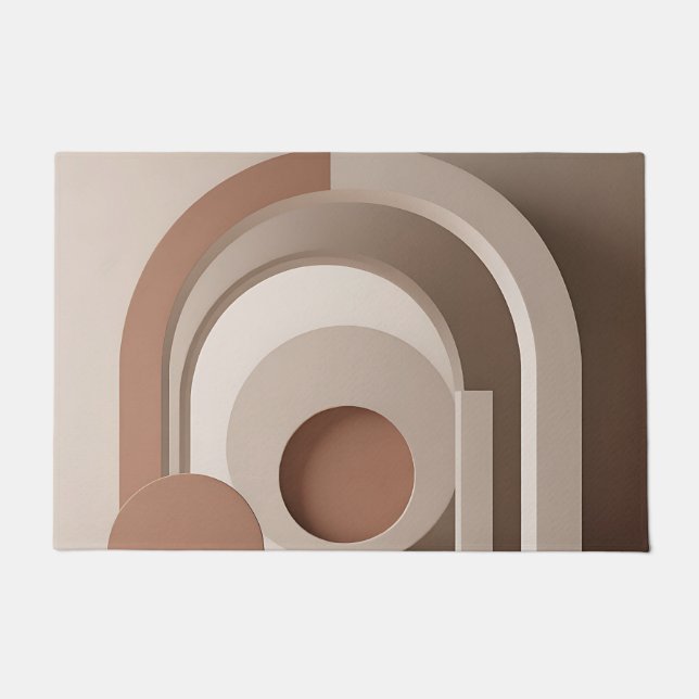 Felpudo Boho Neutral Arco Geométrico Moderno  (Anverso)