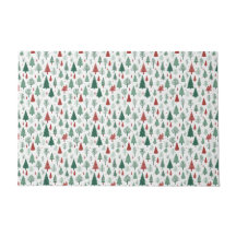 Boho Red Green Christmas Trees Holiday