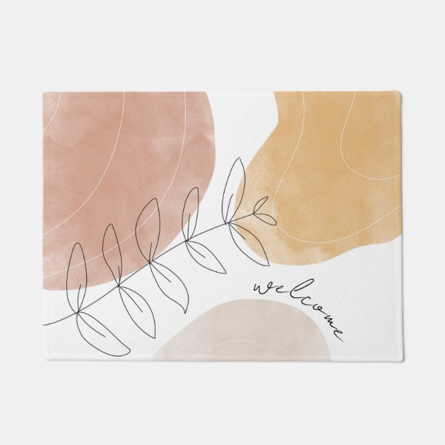 Felpudo Boho Resumen Mat de puertas de arte moderno (Anverso)