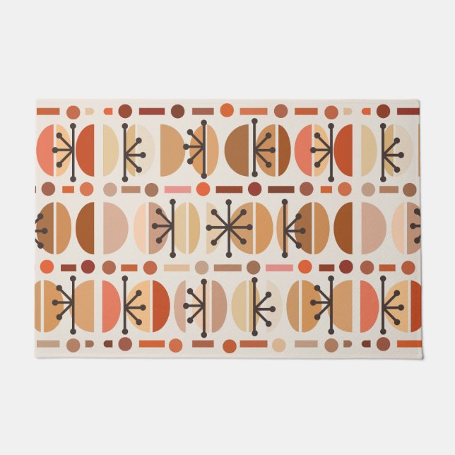 Felpudo Boho Retro Bowls Lines Earth Tones (Anverso)