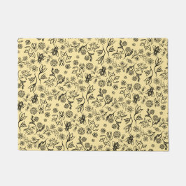 Felpudo Boho Summer Floral Honey Patrón de Abeja Amarillo