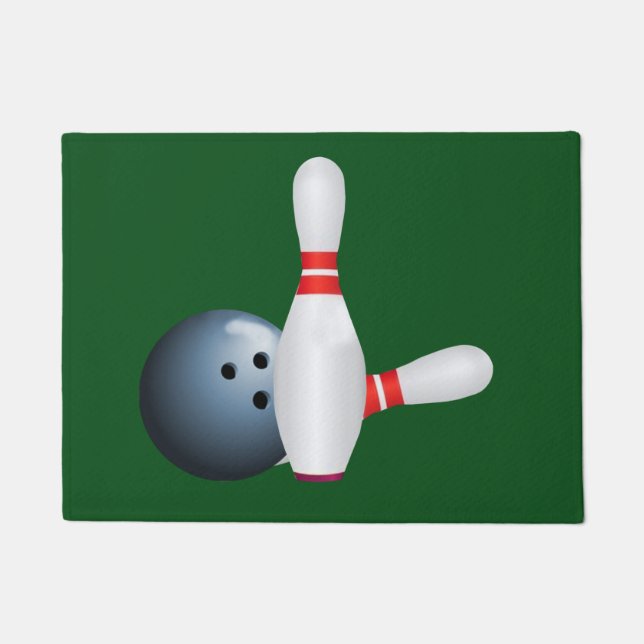 Felpudo Bola de bolos y pernos, personalizable (Anverso)