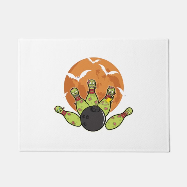 Felpudo Bola de Halloween Regalo de Zombie Pins Bats Bowle (Anverso)