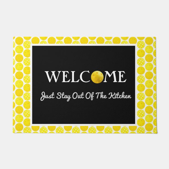 Felpudo Bolas de bolas amarillas, aléjate de la cocina (Anverso)