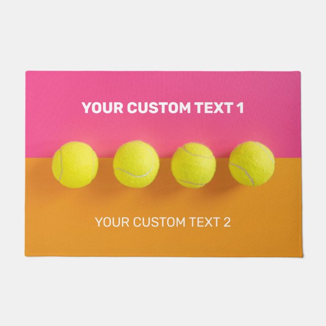 Felpudo Bolas de tenis de texto personalizado (Anverso)