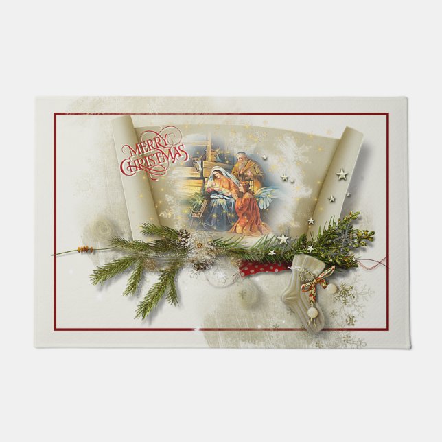 Felpudo Bonita fiesta de personalizado de collage de nativ (Anverso)