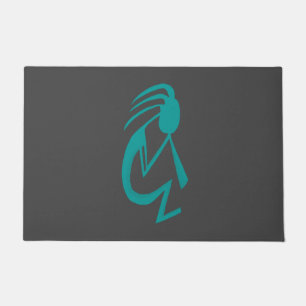 Felpudo Bonita pintura Verde azulada de Kokopelli