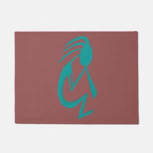 Felpudo Bonita pintura Verde azulada de Kokopelli