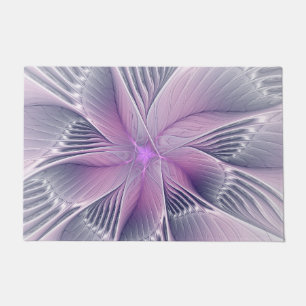 Felpudo Bonito Flor Rosa Moderna Resumen Arte Fractal