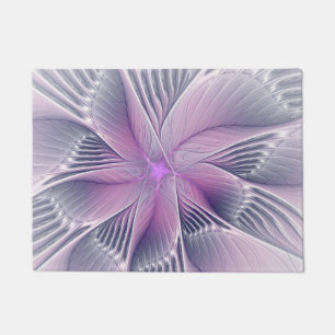 Felpudo Bonito Flor Rosa Moderna Resumen Arte Fractal