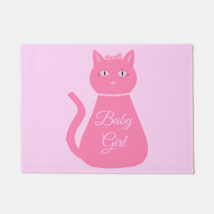 Felpudo Bonito Niña Rosa Personalizado Gato