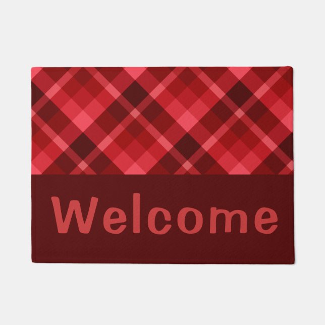 Felpudo Bonito Rojo Rojo Monograma Pequeño Doormat (Anverso)