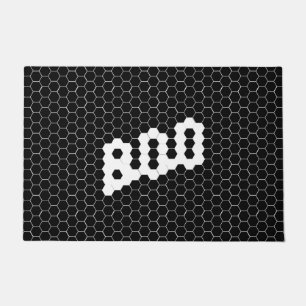 Felpudo Boo de diseño de mosaico blanco y negro