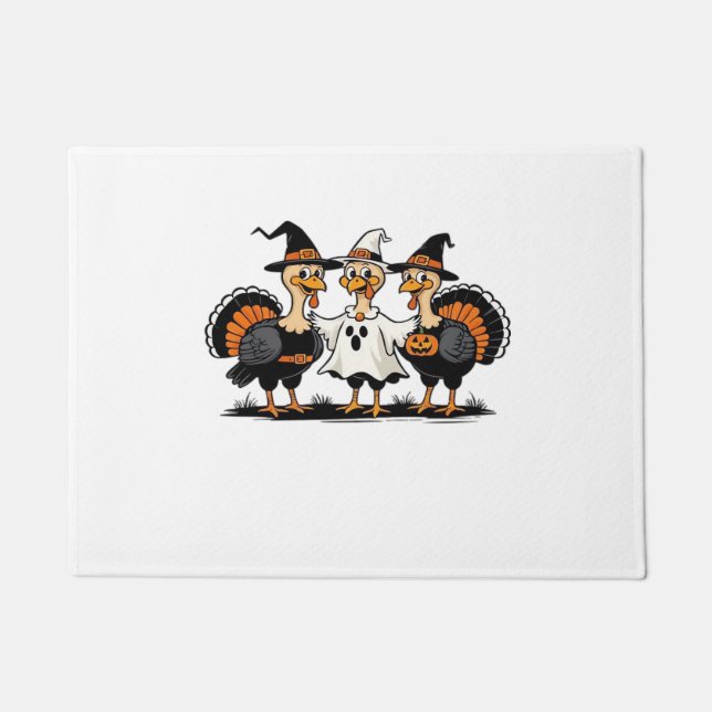 Felpudo Boo de Halloween en Turquía, acción de gracias en  (Anverso)