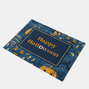Felpudo Boo fanático feliz caída del Naranja azul de Hallo