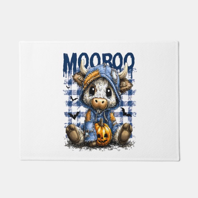 Felpudo Boo Halloween Spooky Highland Cow (Anverso)