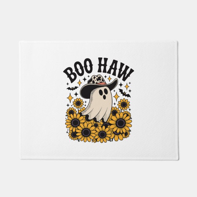 Felpudo Boo Haw Cow Fantasma Halloween Occidental (Anverso)
