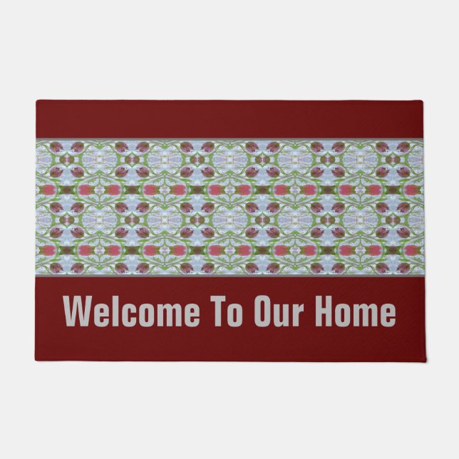 Felpudo Borgoña Diseñadora Con Detalle De Patrón (Anverso)