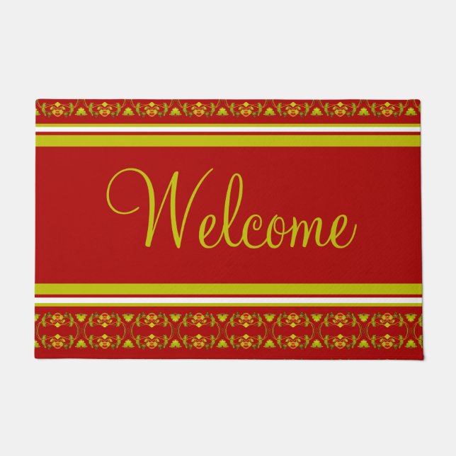 Felpudo Borgoña y blanco verde y amarillo (Anverso)