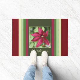 Felpudo Borgoña y fina franja verde