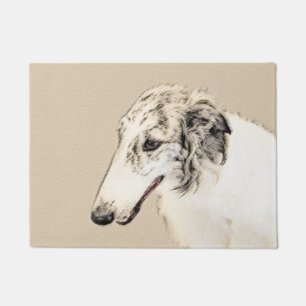 Felpudo Borzoi (Brindle plateado) Pintura original de arte