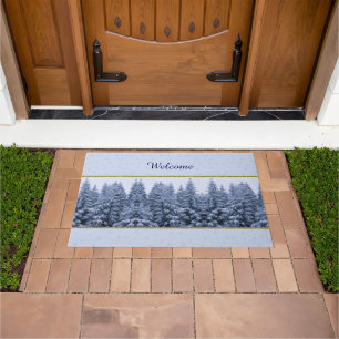 Felpudo Bosque de invierno mágico - personalizado festivo
