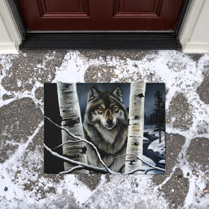 Felpudo Bosque Místico de Abedules del Lobo Alfa Invernal 