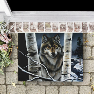 Felpudo Bosque Místico de Abedules del Lobo Alfa Invernal