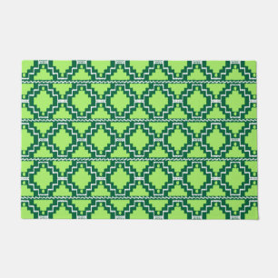 Felpudo Bosque tribal Ikat Aztec y verde limón