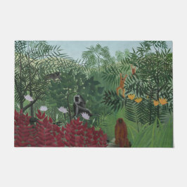 Felpudo Bosque Tropical Con Simios y Serpiente (Rousseau)