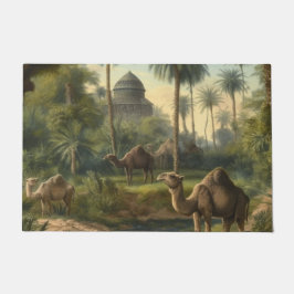 Felpudo Botánico: dromedarios en la selva cerca de un río