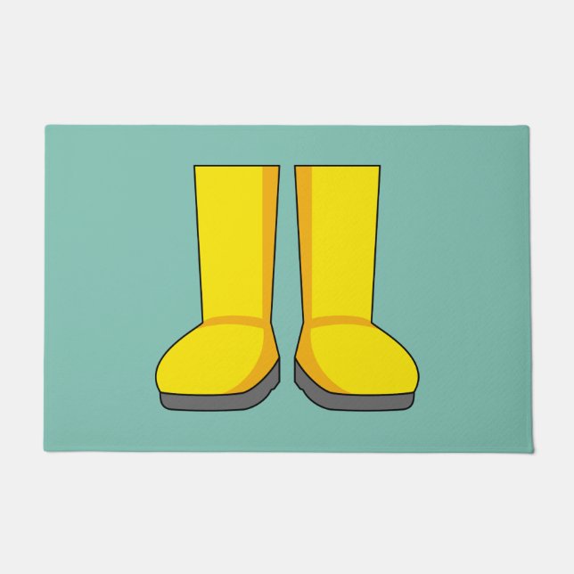 Felpudo Botas de lluvia amarillas de goma (Anverso)