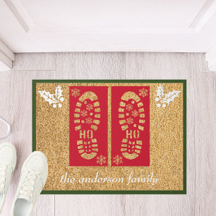 Felpudo Botas personalizadas de Santa Navidad Rojo Verde B
