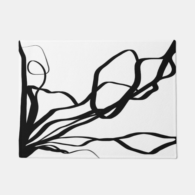Felpudo Bouquet Blanc: Resumen blanco y negro (Anverso)