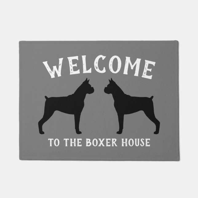 Felpudo Boxer Dog Raza Silhouettes Personalizado (Anverso)