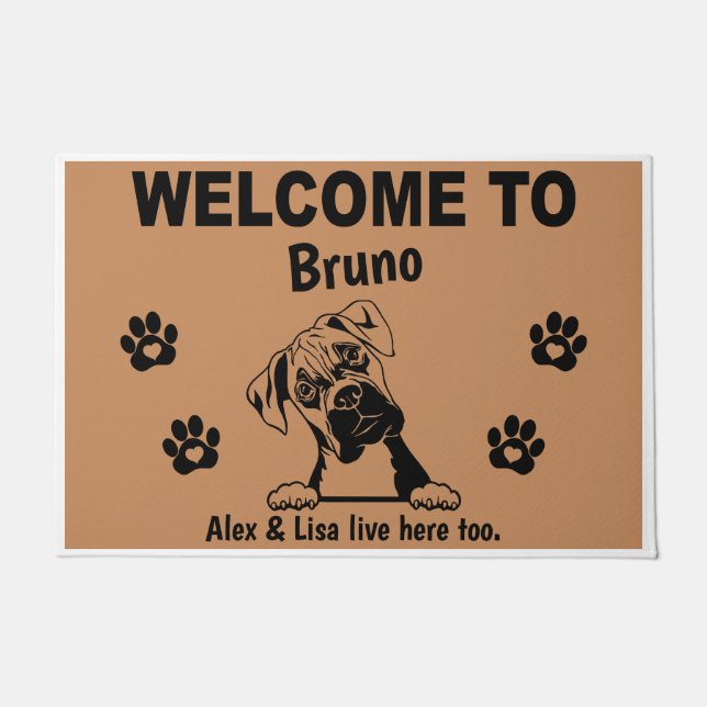 Felpudo Boxer Dog Welcome Home Funny Personalized Custom (Anverso)