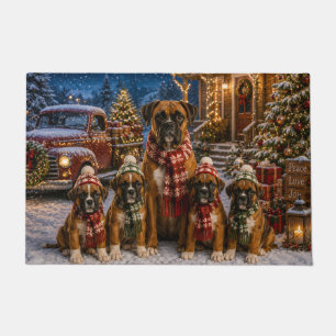 Felpudo Boxer Navidad Familia Granja Nevada Fiesta