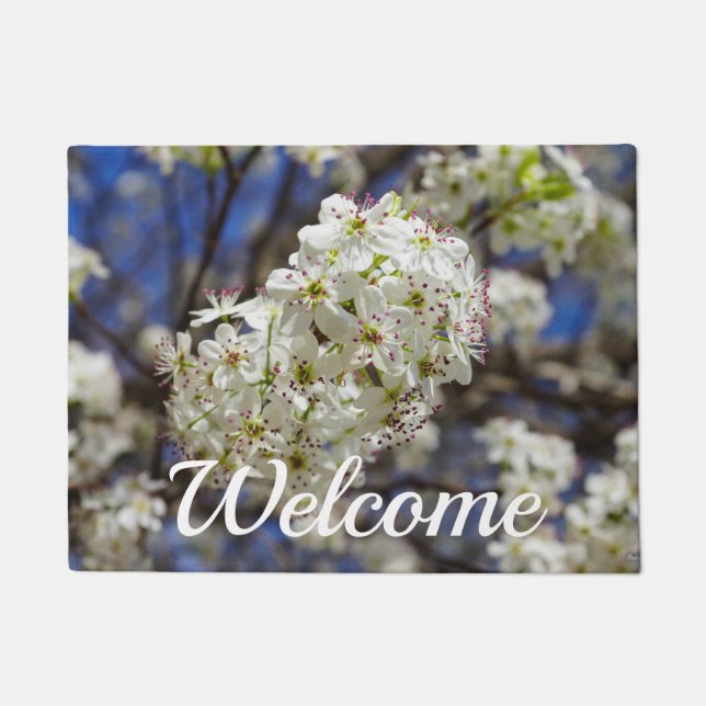 Felpudo Bradford Pear Blooms Welcome Doormat (Anverso)