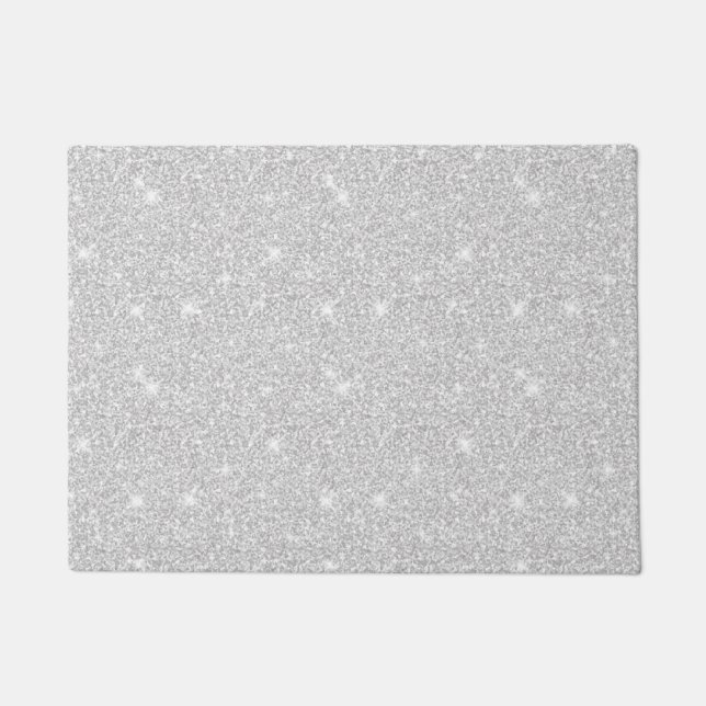 Felpudo Brillante color blanco color plata Feliz Navidad (Anverso)