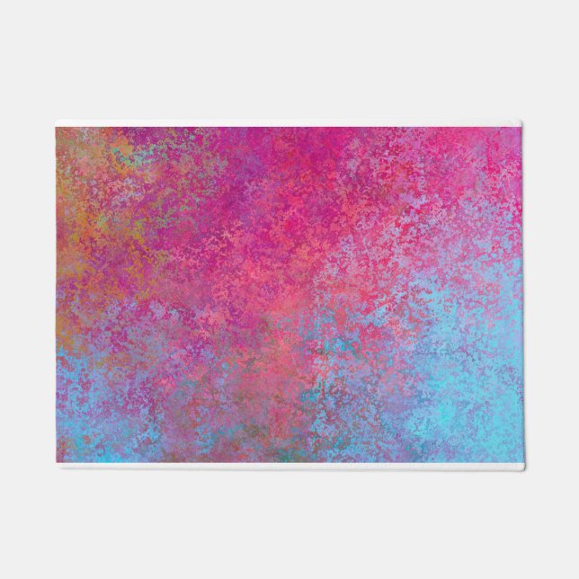 Felpudo Brillante Magenta Sunset Abstract Acrylon Pour (Anverso)