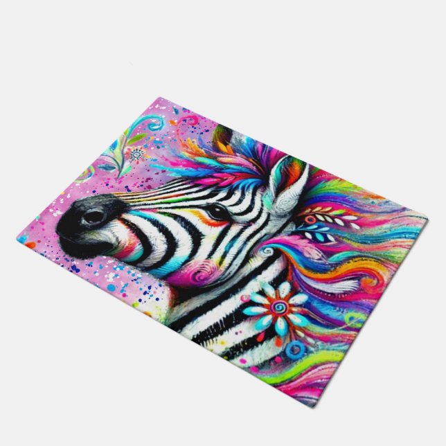 Felpudo Brillante margarita verde Verde azulada de cebra f (Angular)