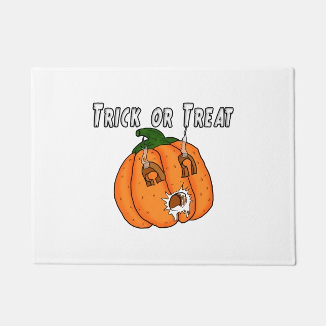 Felpudo Broma de regalos graciosos de calabaza Halloween (Anverso)