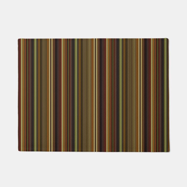 Felpudo Brown Green and Gold Stripes (Anverso)