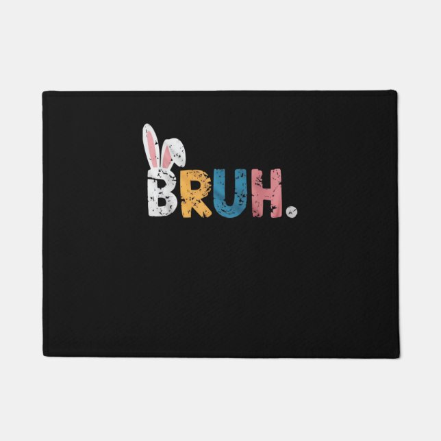 Felpudo Bruh Easter Bunny Cute Meme Para Niños _2 (Anverso)
