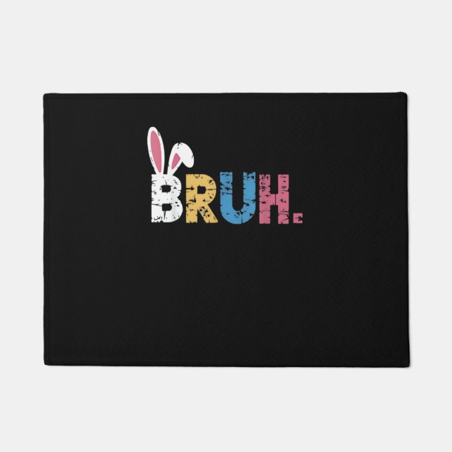 Felpudo Bruh Easter Bunny Cute Meme Para Niños _3 (Anverso)