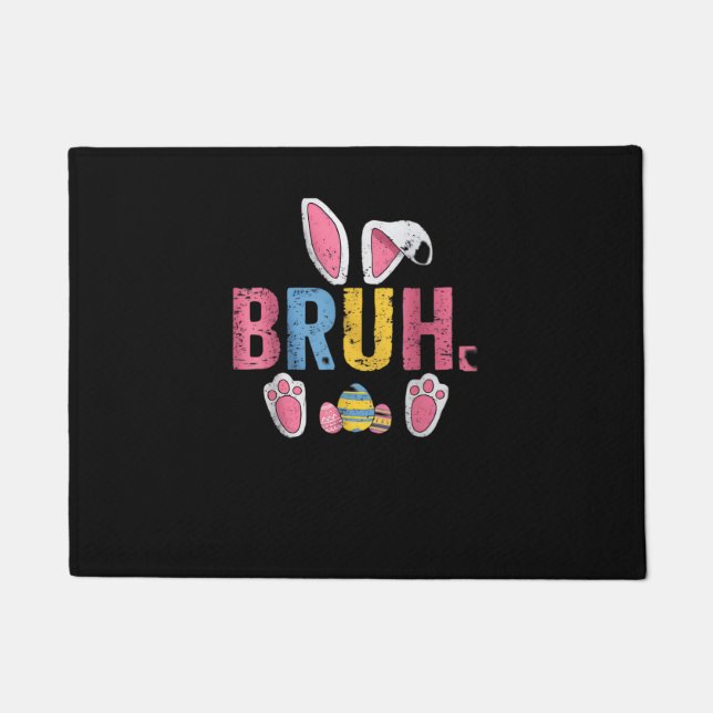 Felpudo Bruh Easter Bunny Cute Meme Para Niños _7 (Anverso)