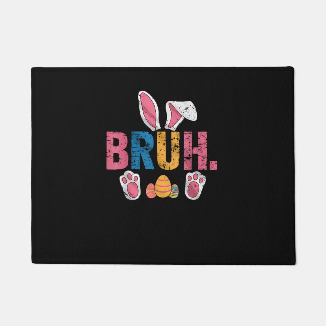 Felpudo Bruh Easter Bunny Cute Meme Para Niños _8 (Anverso)
