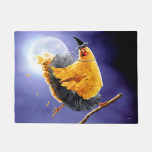 Felpudo Bruja de pollo en el bastón